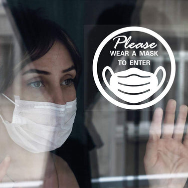Please Wear Face Mask to Enter Window Sticker - 5.5"X 8.6"