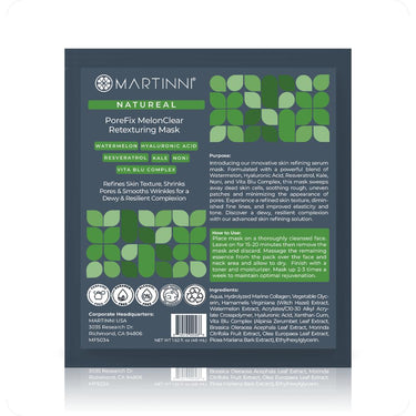 PoreFix Pore Refining Mask / Pack of 15 - Each Pre-Moistened 100% Natural and Paraben Free Mask is Single Use by Martinni