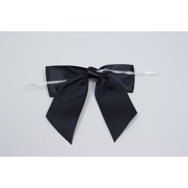 Pre-Tied Satin Bows With Wire Twist - Black Satin - 4"W x 3-1/4 Bow  / Case of 10 Tins