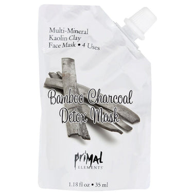 Primal Elements Face Mask - BAMBOO CHARCOAL DETOX MASK with Natural Kaolin Clay / 1 Package = 4 Uses / 1.18 fluid ounce - 35 mL.