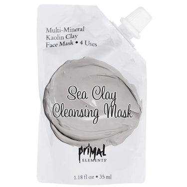 Primal Elements Face Mask - SEA CLAY CLEANSING MASK with Natural Kaolin Clay / 1 Package = 4 Uses / 1.18 fluid ounce - 35 mL.