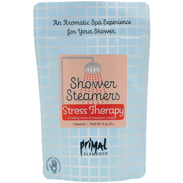 Primal Elements Shower Steamers - STRESS THERAPY / (2) 3 oz. Steamer Tablets - 2-3 Uses per Tablet / 6 oz. - 170 grams