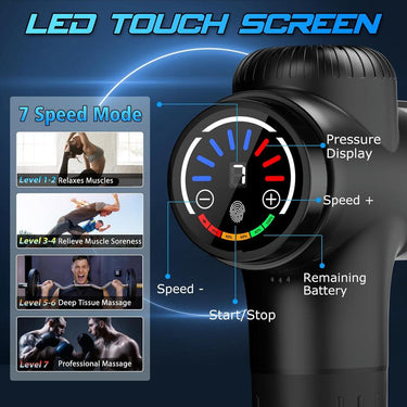 Professional Deep Tissue Percussion Massage Gun - 10 Attachments, 7 Speeds