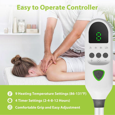 Professional Massage Table Warmer Heating Pad with Face Hole - 30" x 71" with Digital Timer and 9 Heat Settings