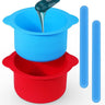 Professional Non-Stick Silicone Wax Cans & Spatulas / Blue and Red / Set of 2