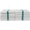 ProTex Bleach Guard Green Stripe Barber Towels - 100% Cotton Herringbone Weave- 15" x 26" - 1.2 lbs. / 12 Pack