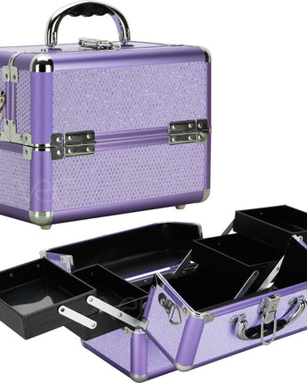 Purple Krystal 4-Tiers Expandable Trays Cosmetic Makeup Train Case Organizer Travel by TruCase