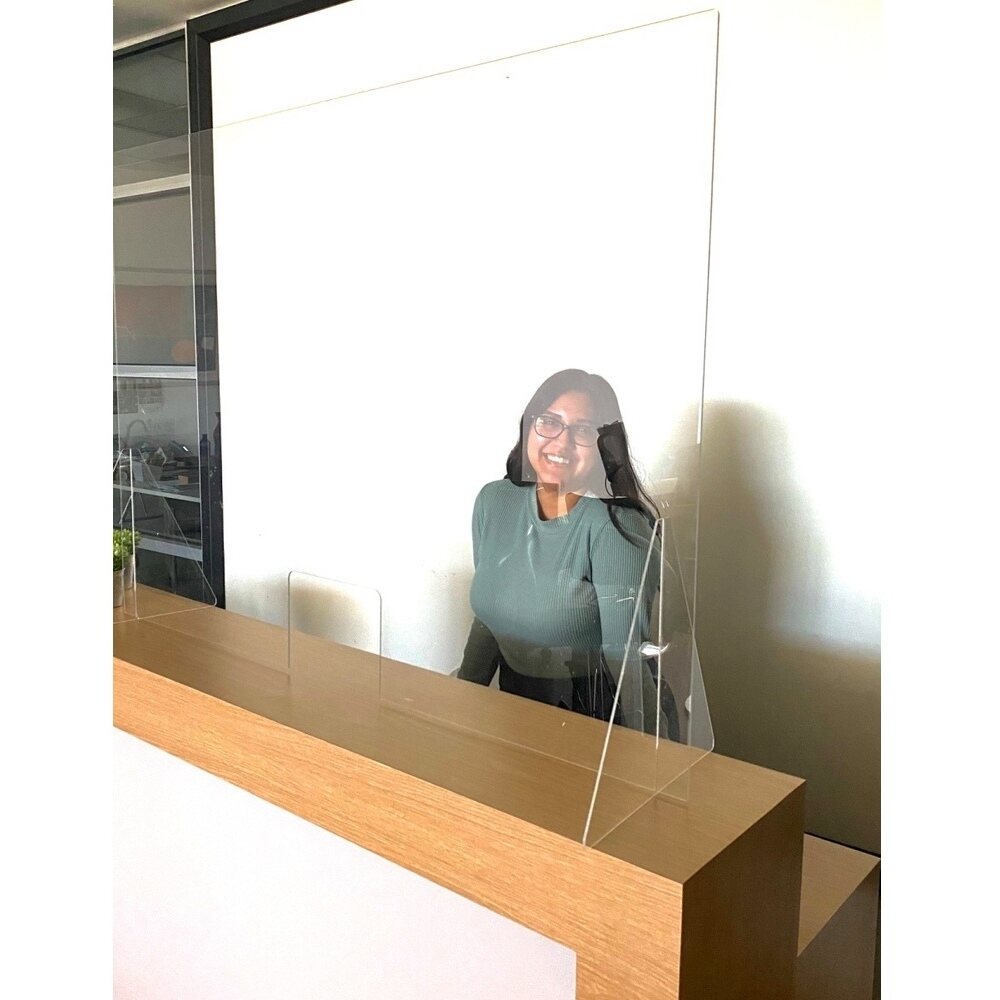Reception Desk Sneeze Guard Shield Counter Barrier - 45.25