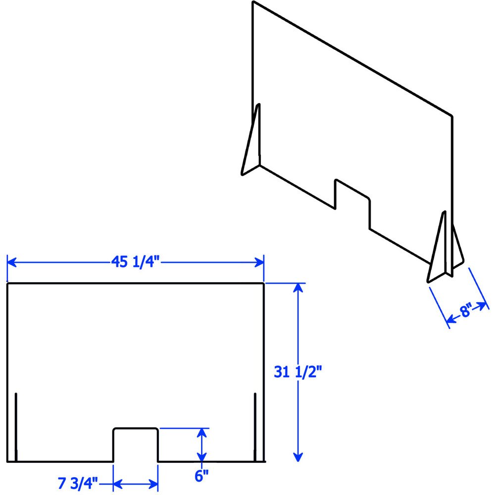 Reception Desk Sneeze Guard Shield Counter Barrier - 45.25
