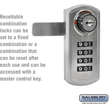 Resettable Combination Lock - for Designer Wood Locker Door by Salsbury – Silver by Salsbury