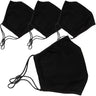 Reusable Face Masks with Adjustable Elastic Ear Straps - Black / 4 Pack
