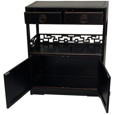 Rosewood Long Life Display Shelf Cabinet - Antique Black Finish by East-West Furnishings