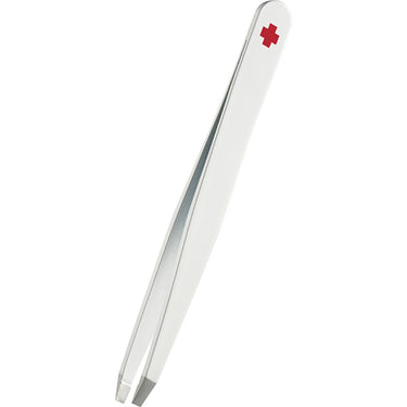Rubis White with Red Swiss Cross Slanted Tweezer / 3.75"