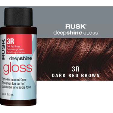 Rusk Deepshine Gloss - Liquid Demi-Permanent Color 5-in-1 Illuminating Formula / 3R Dark Red Brown / 2 oz.