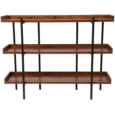 Rustic Wood Grain Finish Retail Display Shelf with Black Metal Frame by BIGA