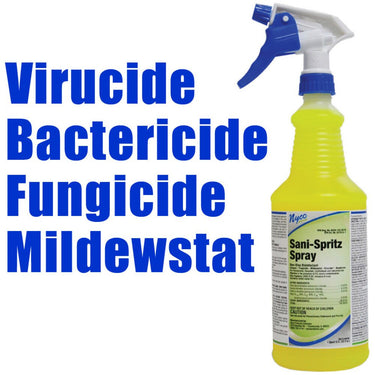 Sani-Spritz Spray - Ready to Use Lemon Scent Surface Disinfectant Deodorizer / Virucide + Bactericide + Fungicide + Mildewstat / 32 oz. with Trigger Sprayer by Nyco