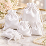 Satin Drawstring Gift and Jewelry Pouches - White - 3"W x 4"L / 1 Case (100 per Case)
