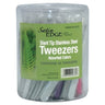 Satin Edge Slant Tip Tweezers In A Container / 3 Colors / 48/Count