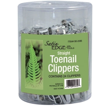 Satin Edge Straight Toenail Clippers In A Container / 24/Count