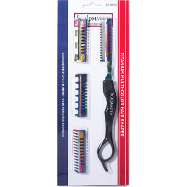 Scalpmaster - 8-1/2" Titanium Multi-Colored Hair Shaper - Perfect for Blending, Texturizing, and Special Effects on All Hair Type