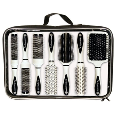 Scalpmaster - The White Tux Collection 7 piece Ceramic Brush Set in Carrying Case