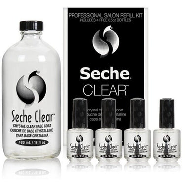 Seche Clear Base Coat Professional Bonus Buy Kit / (1) 16 oz. Seche Clear Base Coat Refill + (4) 0.5 oz. Seche Clear Base Coat