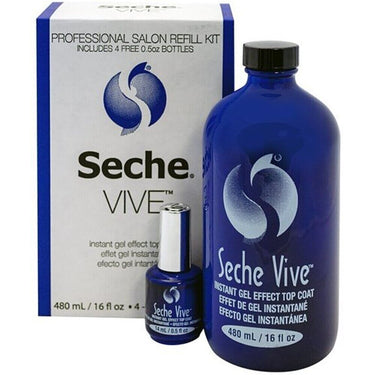 Seche Vive Instant Gel Effect Top Coat Professional Bonus Buy Kit / (1) 16 oz. Seche Vive Instant Gel Effect Top Coat Refill + (4) 0.5 oz. Seche Vive Instant Gel Effect Top Coat