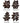 Set of 4 Tao Good Wishes Symbols - Antique Black Wood / Each Piece 7" x 6" by East-West Furnishings