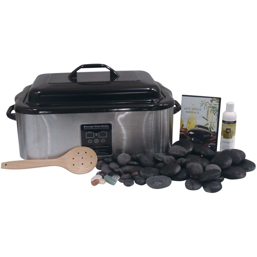 Signature Hot Stone Set with Chakra Stones & 18-quart Stone Warmer ...
