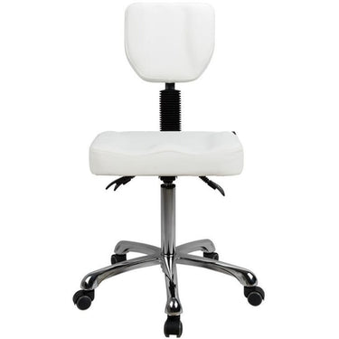 Signe Contoured Esthetic Stool with Back Support / White by Silver Spa