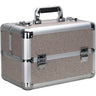 Silver Beige Glitter 4 Extendable Trays Professional Cosmetic Makeup Case With Dividers by TruCase