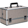 Silver Beige Glitter 6-Tiers Accordion Trays Professional Cosmetic Makeup Train Case by TruCase