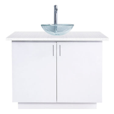 Single Sink with Cabinet / White Quartz Countertop by Whale Spa
