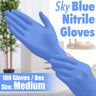 Sky Blue Nitrile Gloves / Powder-Free Non-Sterile Nitrile Gloves / Size Medium / 100 per Box