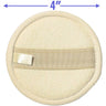 Small Loofah Pad with Hand Strap - Natural - 4" Diameter / Case of 50 - Individually Wrapped