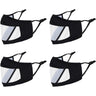 Smile Masks! Transparent Front Cotton Face Mask with Nose Wire + Adjustable Earloops - Washable and Reusable / BLACK - Pack of 4