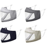 Smile Masks! Transparent Front Cotton Face Mask with Nose Wire + Adjustable Earloops - Washable and Reusable / GRAYS + BLUES - Pack of 4
