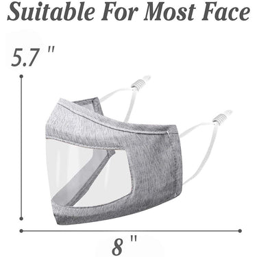 Smile Masks! Transparent Front Cotton Face Mask with Nose Wire + Adjustable Earloops - Washable and Reusable / GRAYS + BLUES - Pack of 4