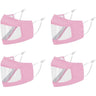 Smile Masks! Transparent Front Cotton Face Mask with Nose Wire + Adjustable Earloops - Washable and Reusable / PINK - Pack of 4