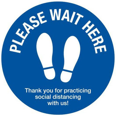Social Distancing 12" Wait Here Decal / Short Nap Carpet Version by Social Distance Decal