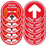 Social Distancing Directional Arrow Decal Stickers for Floors - 11'' Diameter / 10 Stickers