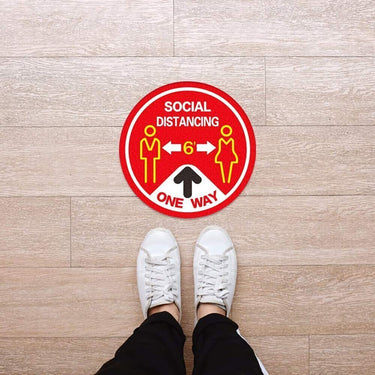 Social Distancing Directional Arrow Decal Stickers for Floors - 11'' Diameter / 10 Stickers