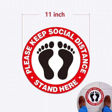 Social Distancing Floor/Carpet Decals Stickers - Anti-Slip - Waterproof - Large Size 11'' Diameter