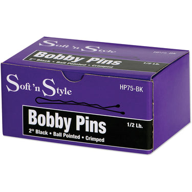 Soft 'N Style 2" Bobby Pins / Black / 1/2 Pound