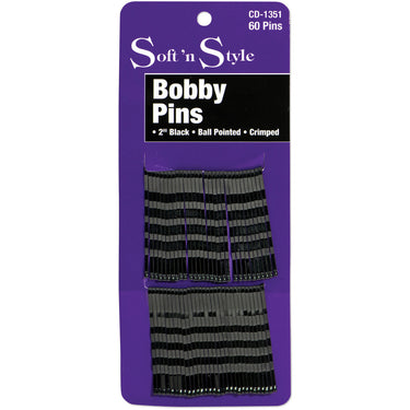 Soft 'N Style Black Carded Bobby Pins