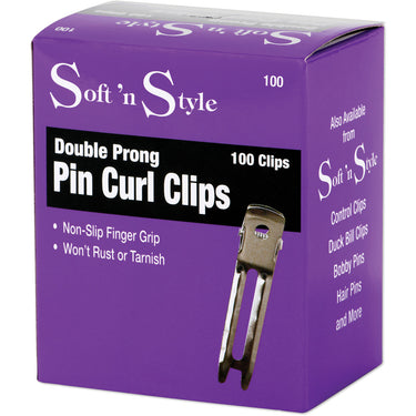 Soft 'N Style Boxed Double Prong Clips / 100 Count Box