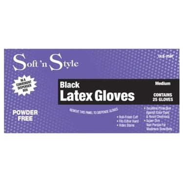 Soft 'N Style Medium Black Latex Powder Free Glove