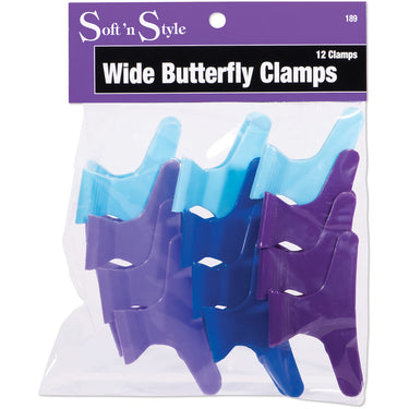 Soft 'N Style Wide Colored Butterfly Clip / 12 Pack