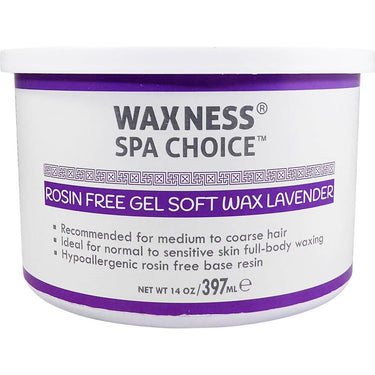 Spa Choice Rosin Free Gel Lavender Soft Wax Tin / Case of 8 - 14 oz. - 397 grams per Can by Waxness