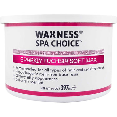 Spa Choice Sparkly Fuchsia Soft Wax Tin / Case of 8 - 14 oz. - 397 grams per Can by Waxness